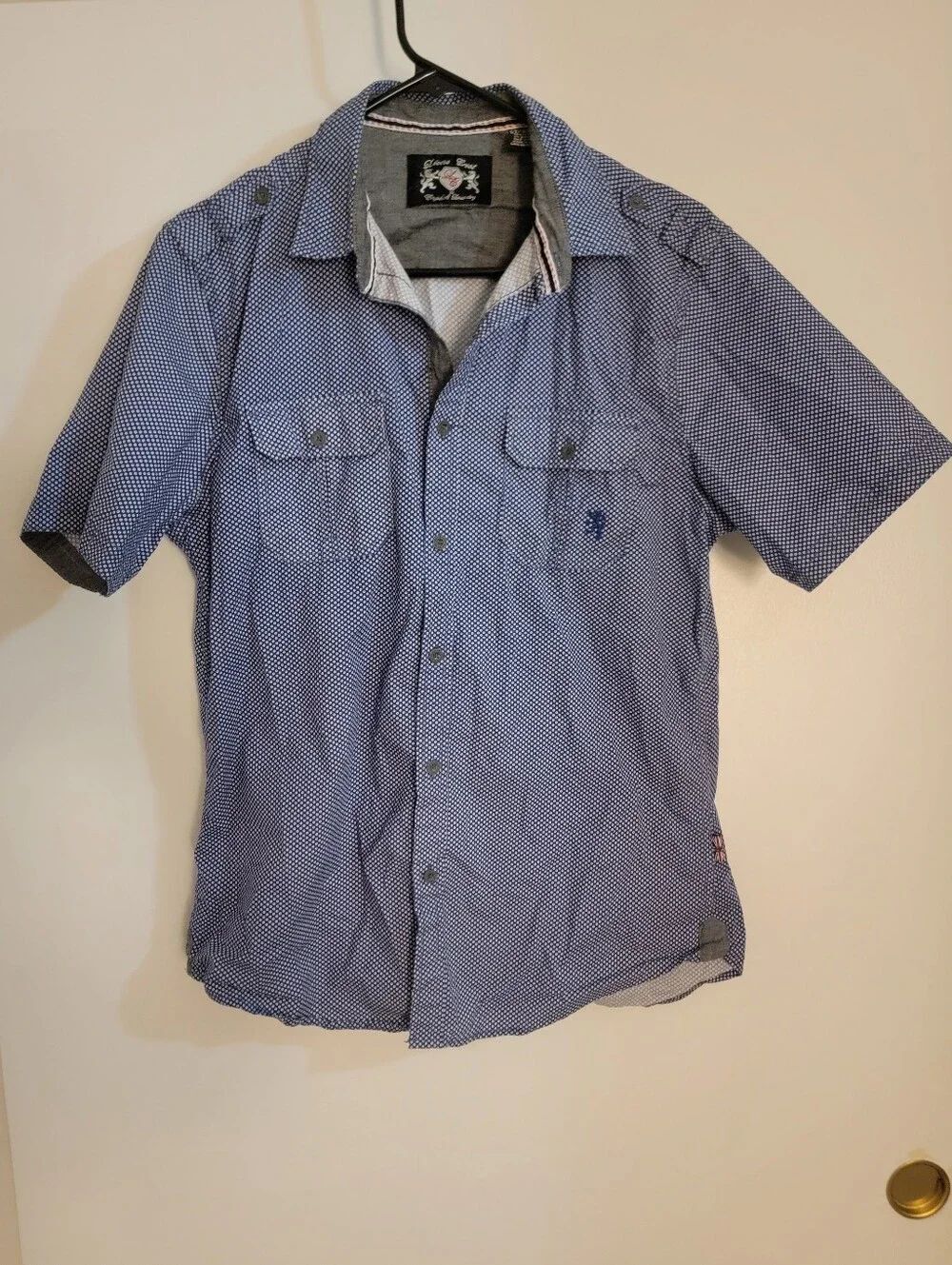 🆕️👔 English Laundry Button Down Short Sleeve Shirt, Blue/Wht, Sz M